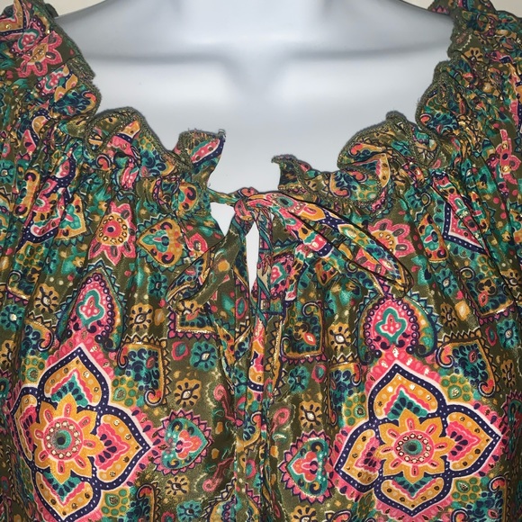 NWOT Paani Flowy Boho Top with Elastic Sleeve - Picture 2 of 4